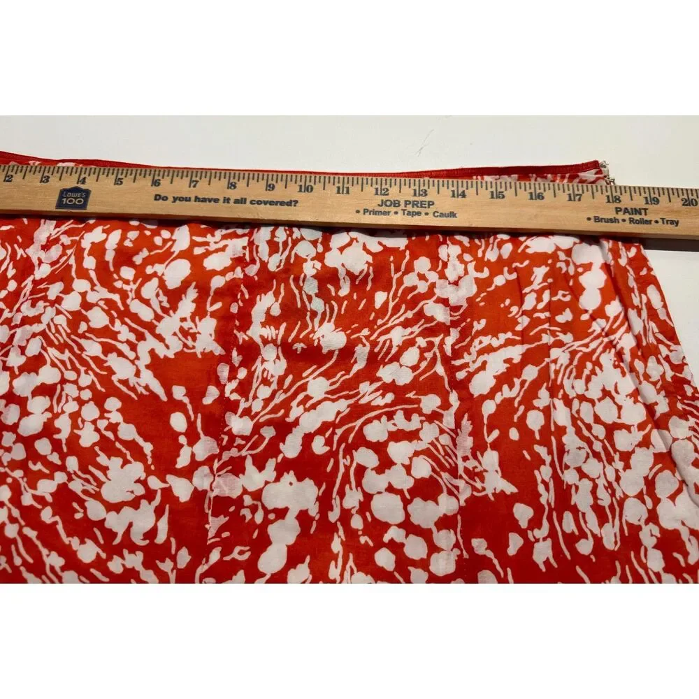 Talbots Linen Cotton A-Line Skirt Orange White Abstract Floral Size 14